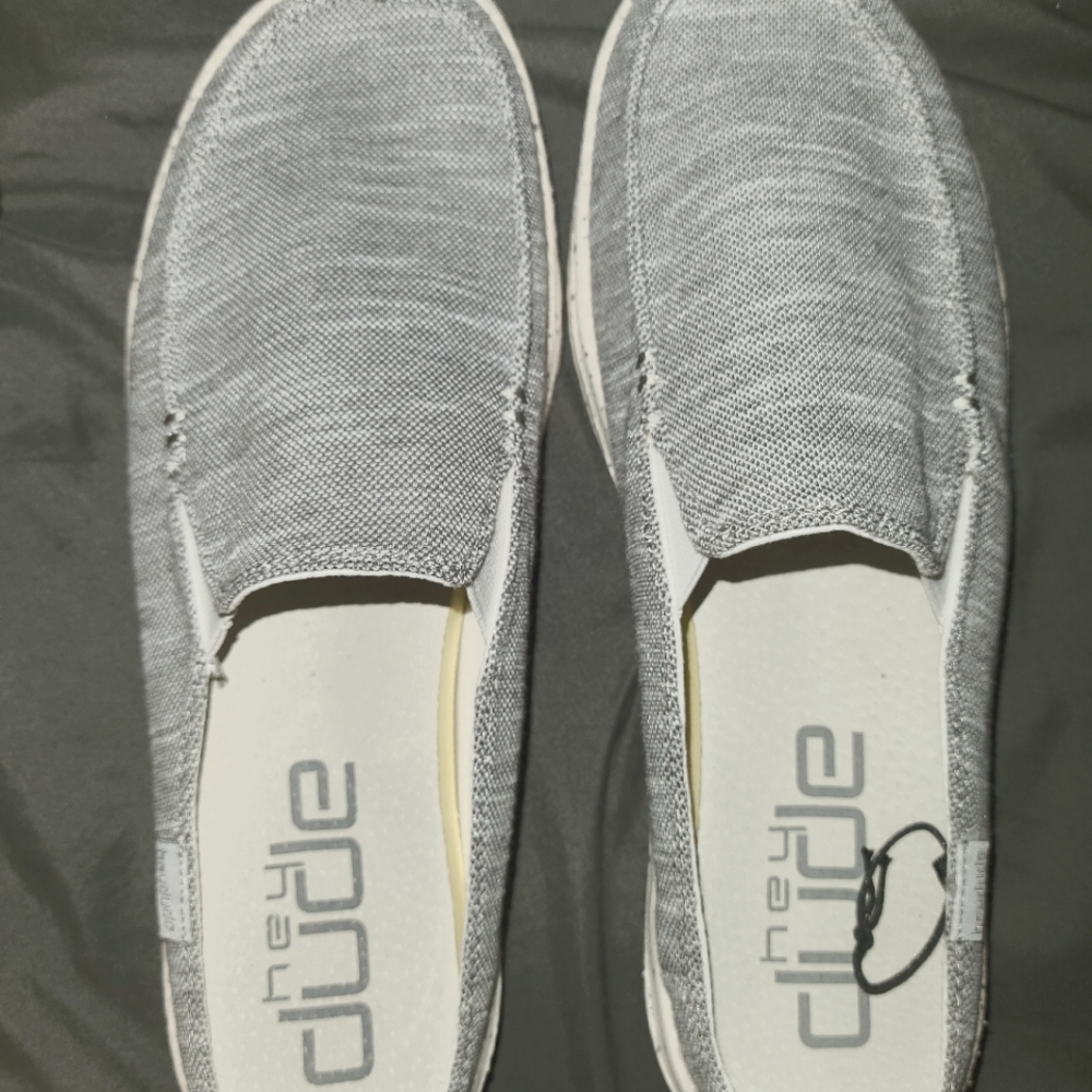 Hey Dude, light grey, size 9, slip on, New